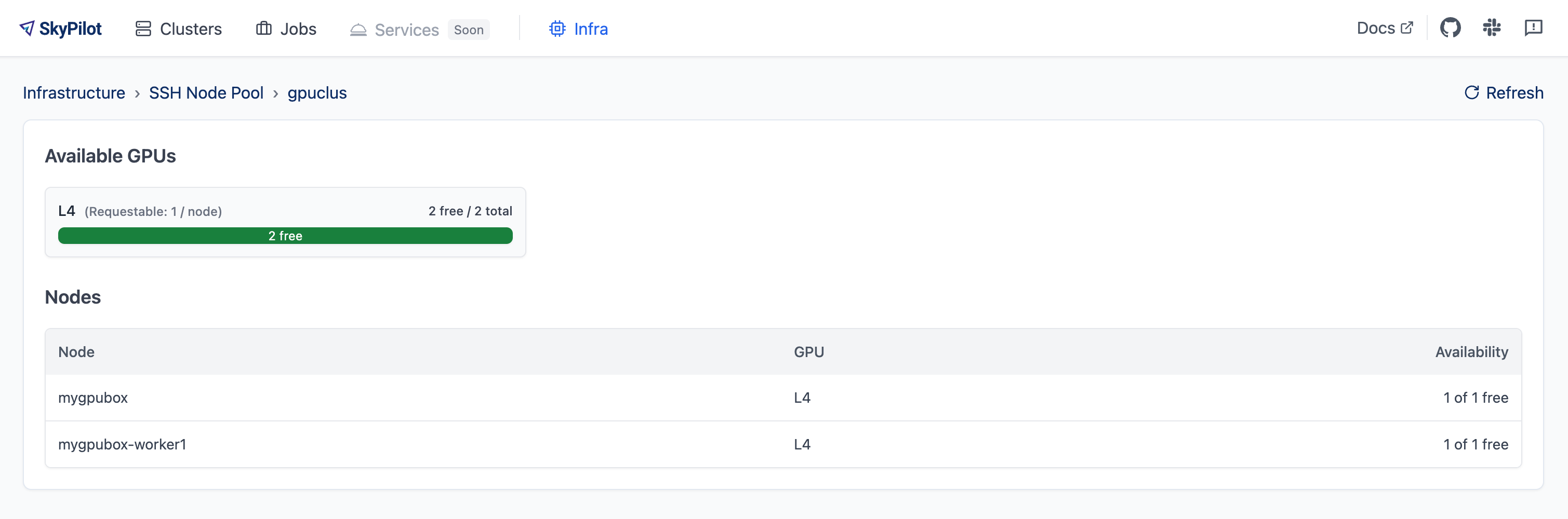 SSH Node Pool details in Dashboard