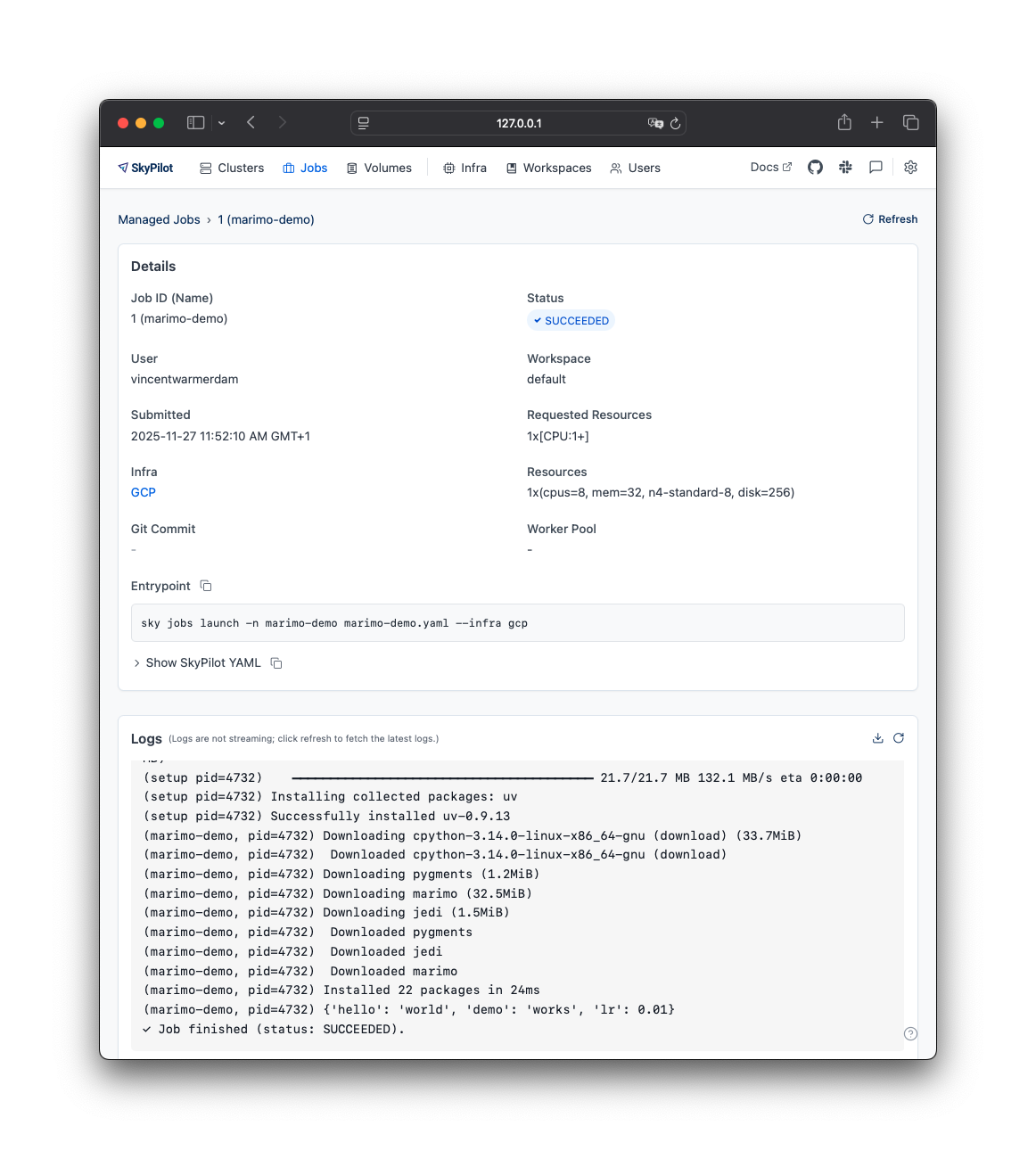 marimo job completed