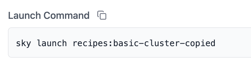Copy launch command from recipe detail page