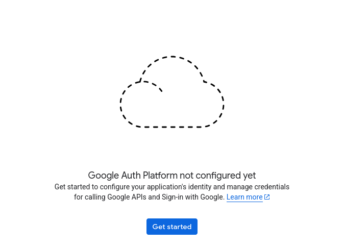 Setup screen for Google Auth Platform
