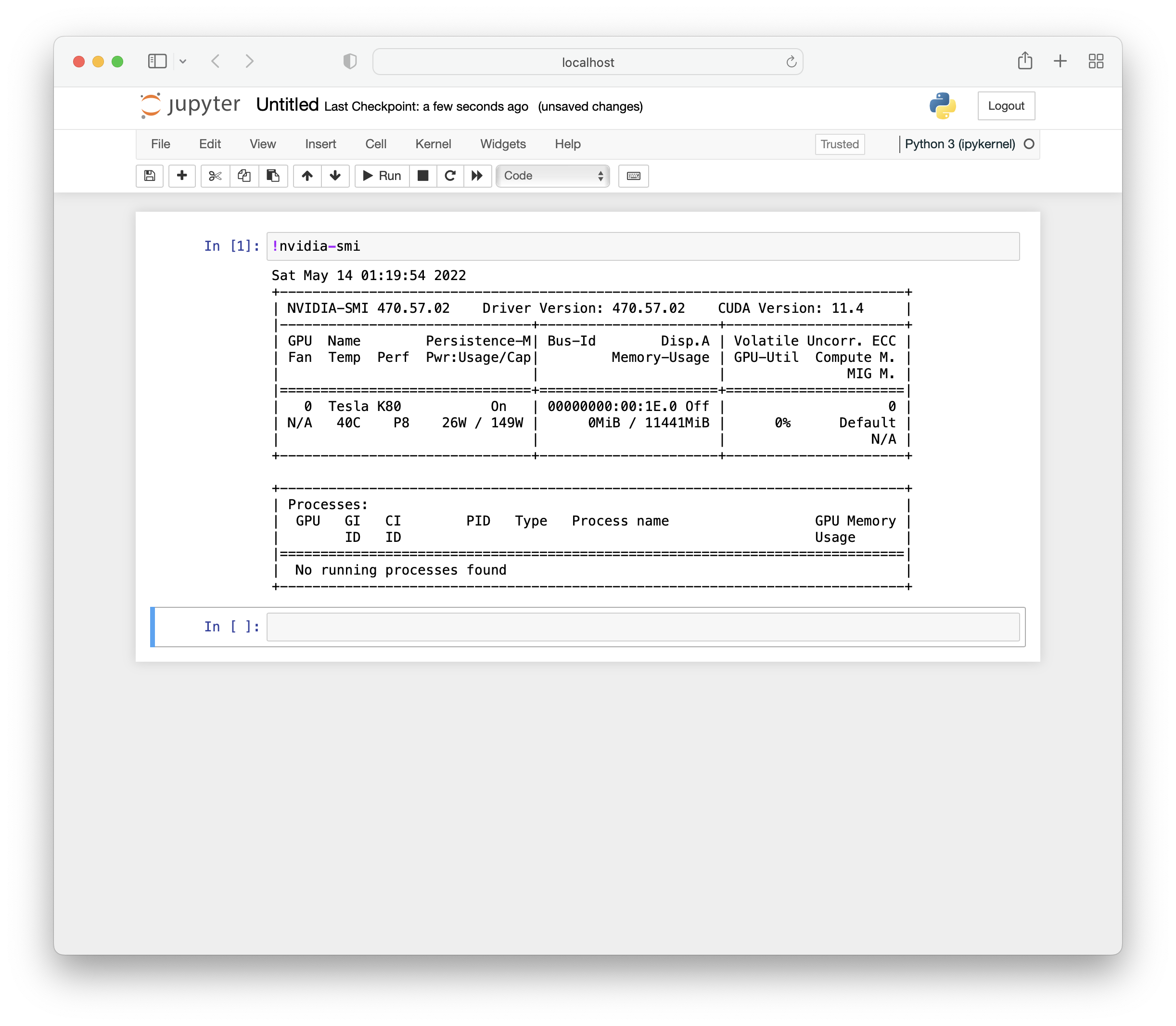 nvidia-smi in notebook