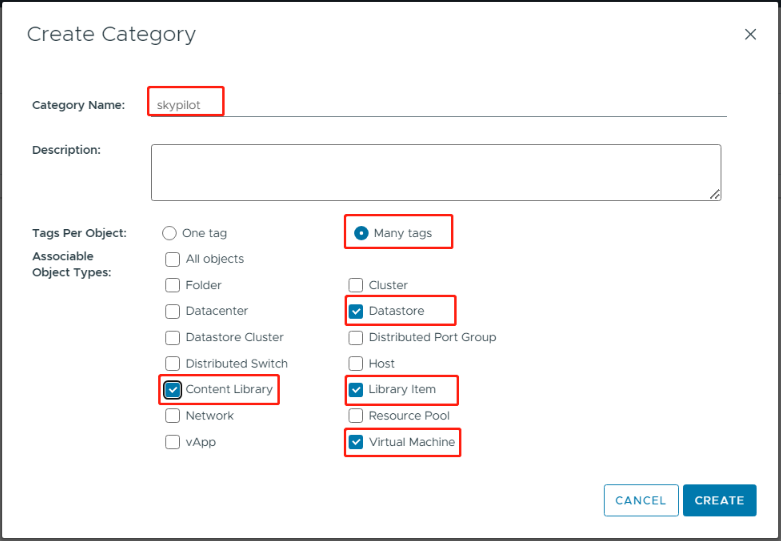 vSphere Catagory Creation